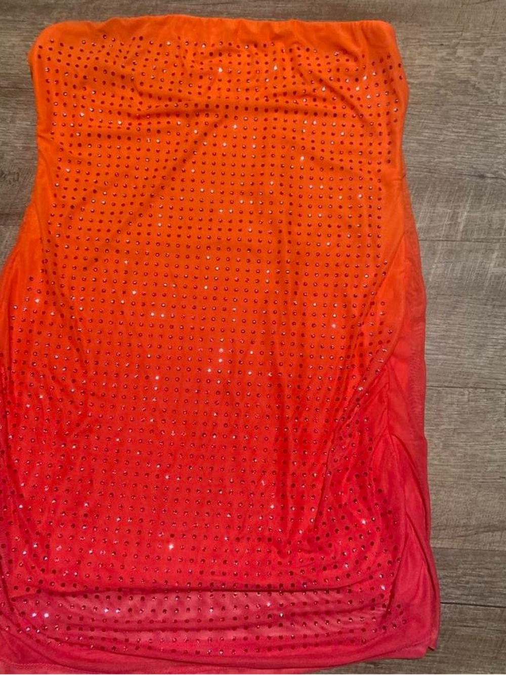 SHEIN Orange to Pink Ombre Rhinestone Tube Dress